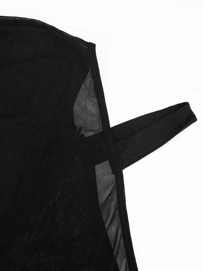 Weird Puss See Through Playsuits Women Solid Irregular Collar Skinny High Elasticity Sexy Midnight Hottie Summer Wild Romper