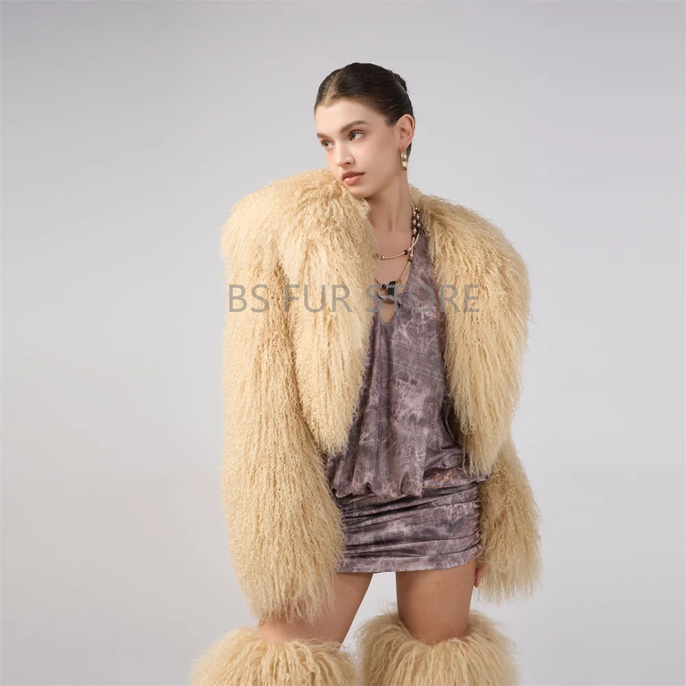 Mongolian Sheep Fur Women Coat Winter Warm Real Fur Cloth 2026 Natural Sheep Fur Clothes