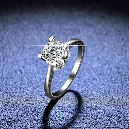 HW Letter Minimalist Ring with 1ct Moissanite PT950 Platinum - Sparkling Daily Versatile Jewelry Design