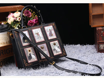 Vintage and Luxury Designer Bag with Delicate Embroidery Cat Printing Women Popular and Fashionable Tote Bag with Large Capacity