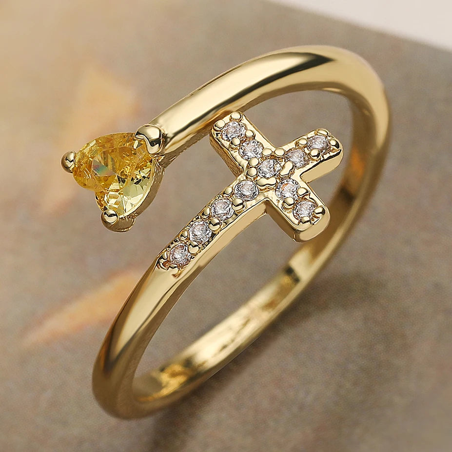 NEWBUY New Fashion Clear Shiny CZ Zircon Cross Evil Eye Rings For Women Girl Finger Accessories Party Jewelry Gift