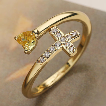 NEWBUY New Fashion Clear Shiny CZ Zircon Cross Evil Eye Rings For Women Girl Finger Accessories Party Jewelry Gift