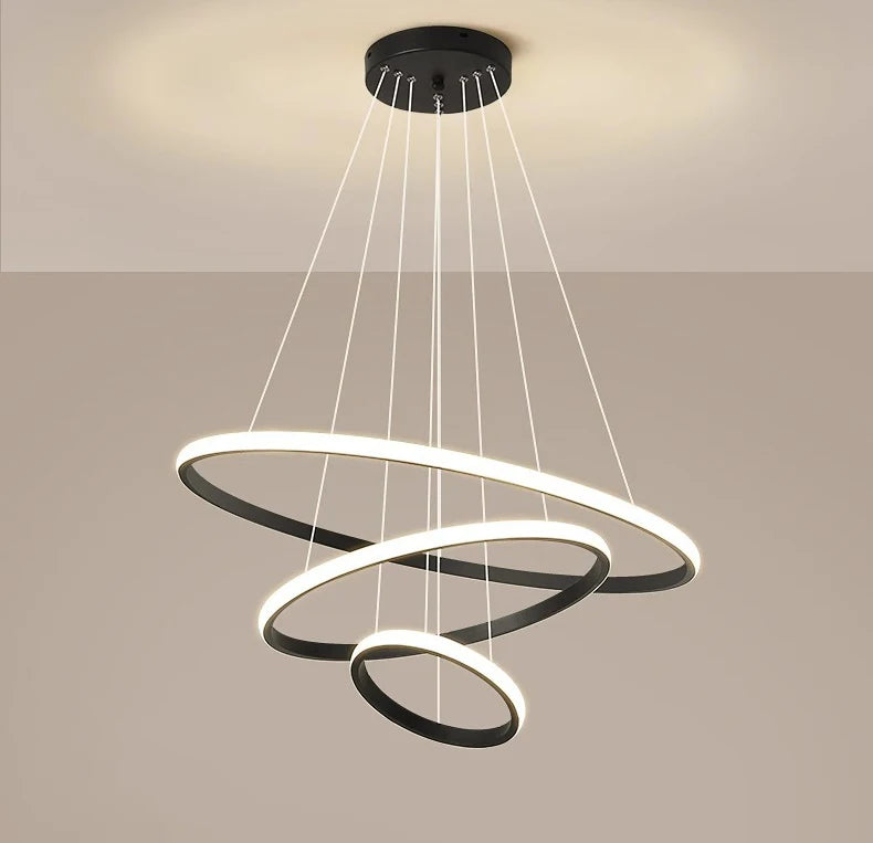 Nordic Simple Circles LED Chandelier 3 Rings Lights for Dining Bar Living Room Pendant Lamp Loft Home Decoration
