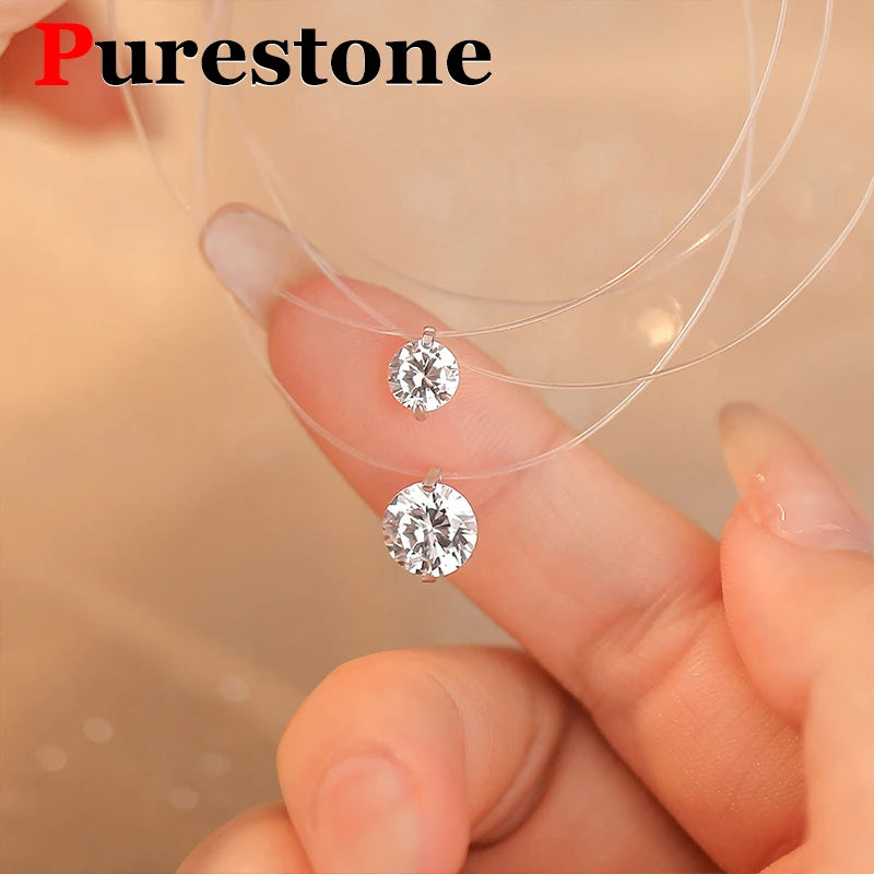 Moissanite Transparent Fishing Line for Women Mermaid Tears Necklace Creative Women's Moissanite Diamond Clavicle Chain