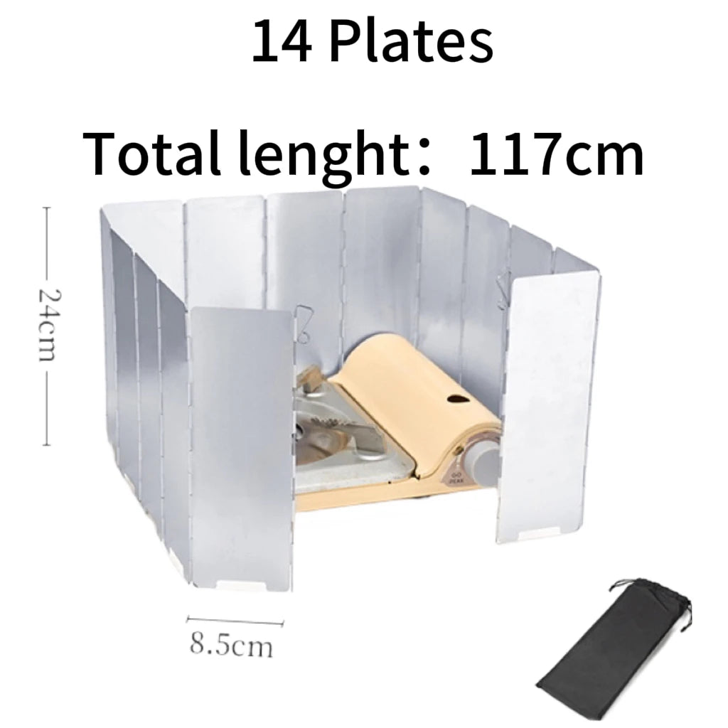8/10/12/14/16Plates Stove Windscreen Aluminum Alloy Stove Wind shield with Drawstring Bag For Camping Burner Windproof Screen