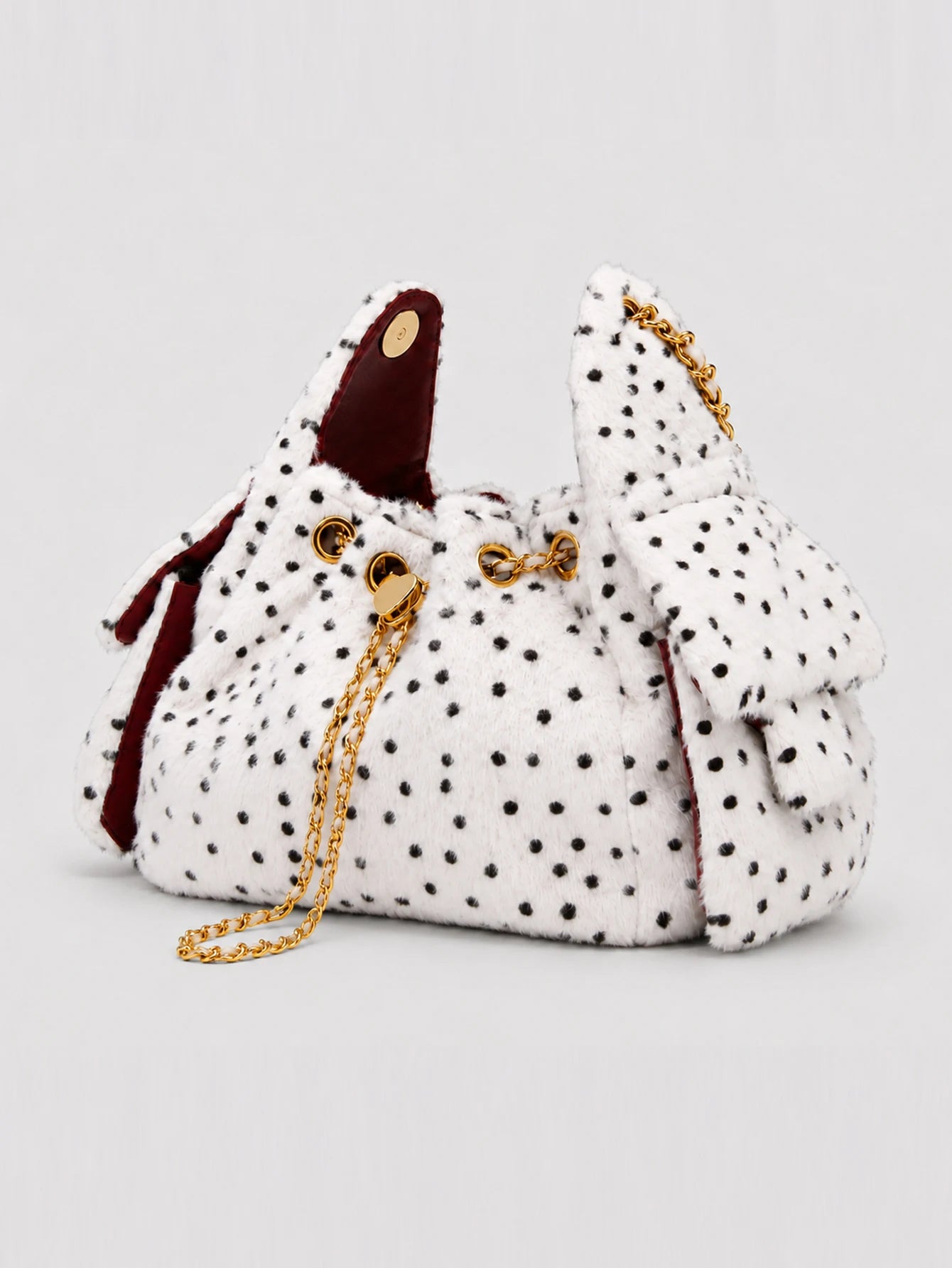Fashion Leopart Dot Faux Fur Buckets Bag Designer Drawsting Chains Small Tote Bag Luxury Plush Shoulder Crossbody Bags 2026