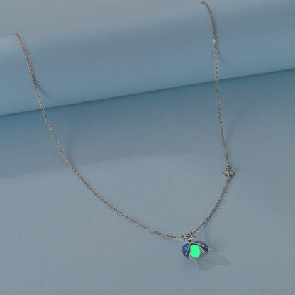 925 Sterling Silver Luminous Firefly Heart Shaped Zircon Pendant Necklace For Women Fashion Anniversary Birthday Jewelry Gifts