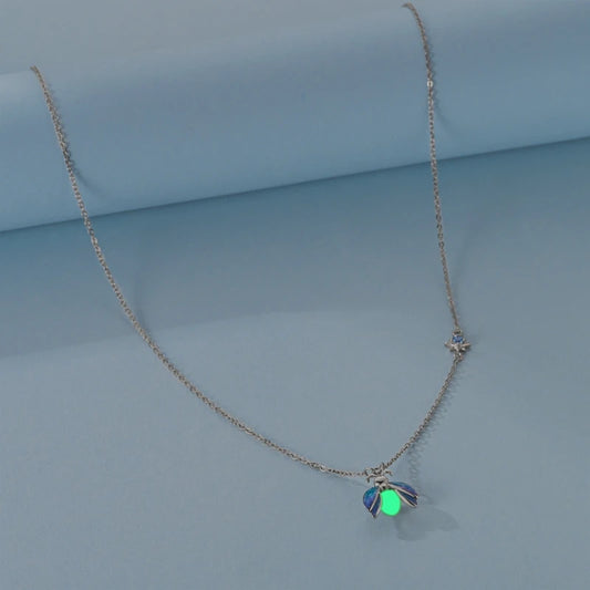 925 Sterling Silver Luminous Firefly Heart Shaped Zircon Pendant Necklace For Women Fashion Anniversary Birthday Jewelry Gifts