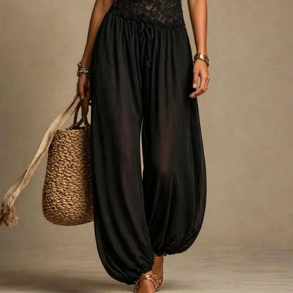 Women Nude Lace Halter Jumpsuits Spaghetti Strap V Neck Sheer Loose See Through Playsuit Summer Beach Bohemian One Piece Outfits