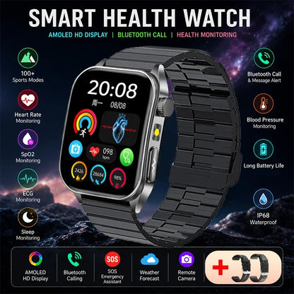2026 New Health Smart Watch Laser Therapy Reduce Three Highs Blood Oxygen Pressure Uric Acid Blood Lipid ECG Smartwatch For Man