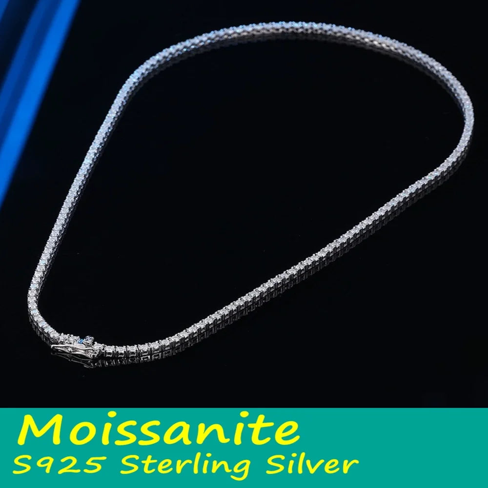 3mm S925 Sterling Silver D Color VVS1 Moissanite Tennis Necklace GRA Certified Lab Diamond  for Women Man Jewellery