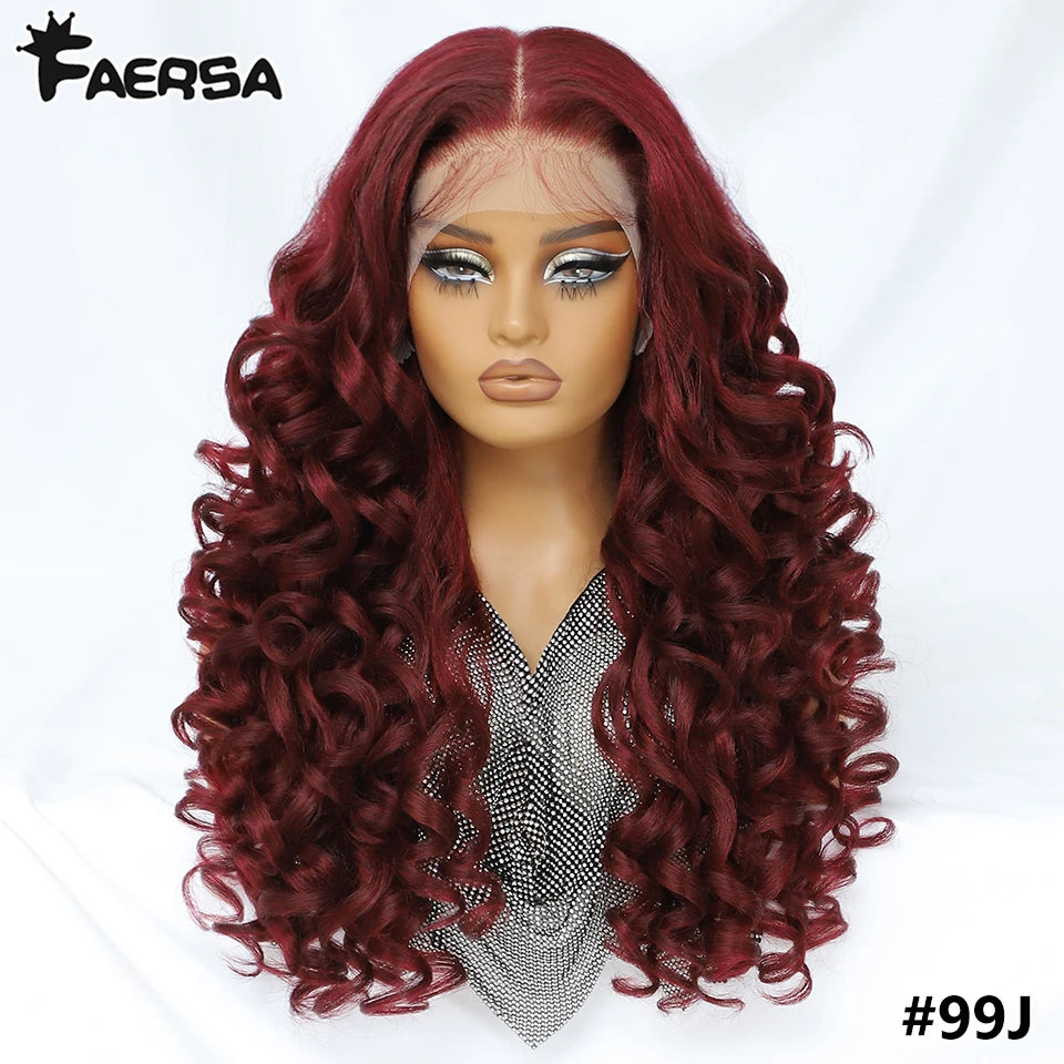 Latisha 13X6 HD 13X5X1 Synthetic Lace Front Wigs Curly Pre Plucked Lace Frontal Wig with Bangs for Women Highlight with Babyhair