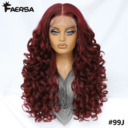 Latisha 13X6 HD 13X5X1 Synthetic Lace Front Wigs Curly Pre Plucked Lace Frontal Wig with Bangs for Women Highlight with Babyhair