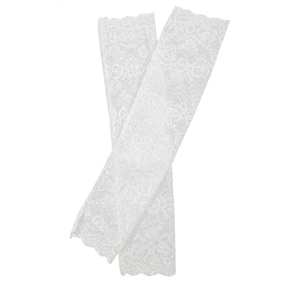 Women Summer Ice Silk Lace Arm Sleeve Elastic Sleeve Driving Gloves Black White Long Fingerless Mittens Sunscreen Gloves