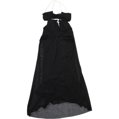 Prom Party Gown Dress Woman Sexy See Through Luxury Chain Halter Low-Neck Backless Sleeveless Midnight Elegant Vestidos