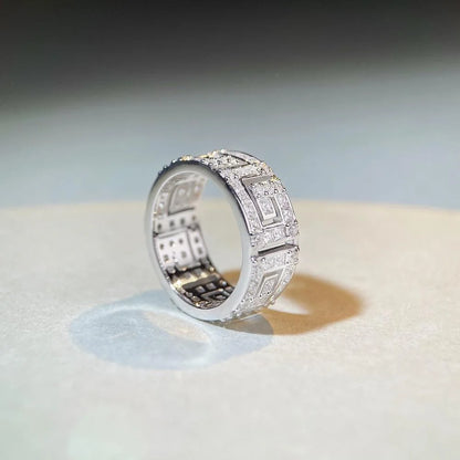 Luxury Solid 18K white gold and platinum PT950 couple ring men and women insMoissanite Diamond Ring full diamond ring