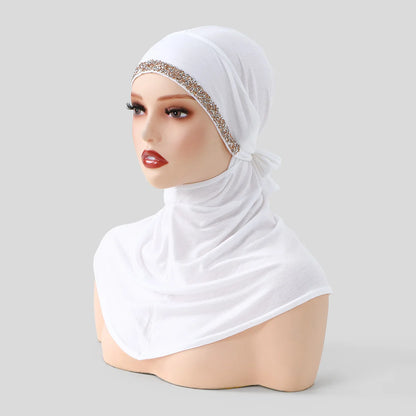 Balaclava Inner Hijabs Women Solid Color Tie Back Elasticity Hijabs Full Cover Head Muslim Soft Cotton Jersey Turban Headscarf