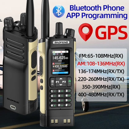 Baofeng UV-32 Walkie Talkie GPS 10W High Tri Power Bluetooth Wireless Programming UHF VHF Scrambler Type C Charge Two Way Radio
