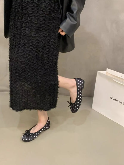 YNPO Fashion Silk Women Ballet Flats Shoes Luxury Designer Shallow Female Round Toe Butterfly-Knot Ladies Slides Shoes