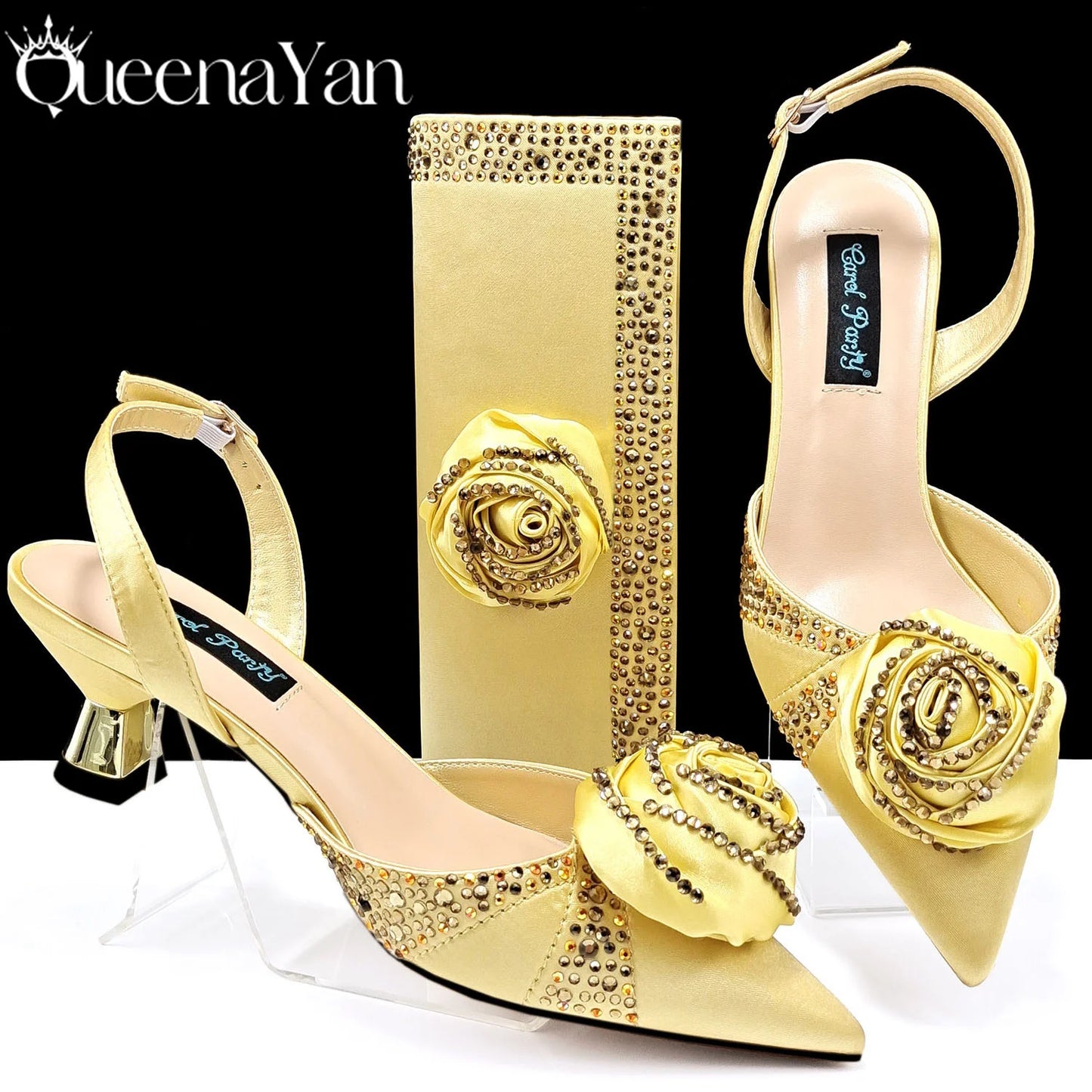 New Party Shoes And Bag Set Nigeria Handmade Flowers Decoration Lady Fashion Shoes and Bag Set for Wedding