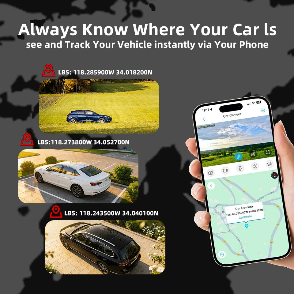 4G LTE Dashcam with Front And Inside Lens Two-Way Talk Car DVR GPS Remote Live-View 24/7 Parking IR Night Vision Security Camera