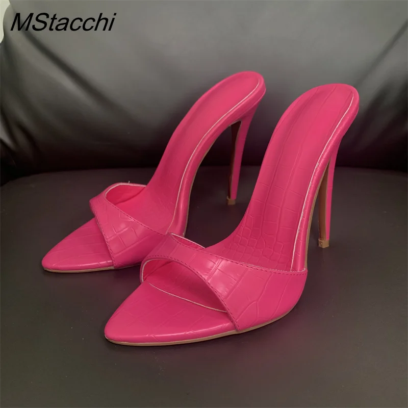 Super-high Heel Slippers Women Shoes Summer Peep Toe Mixed Colors Stiletto Sandals Sexy Party Ladies Shoes Luxury Woman Pumps
