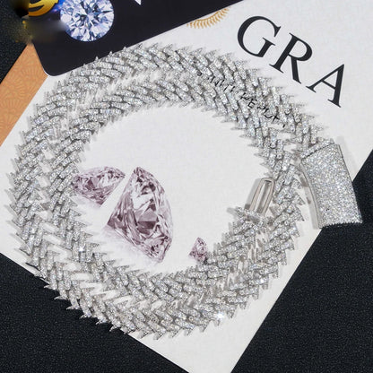 Hiphop 10mm Iced Out Moissanite Cuban Chain Necklace Men Jewelry 925 Sterling Silver Bracelet Pass Diamond Tester Wholesale Gift