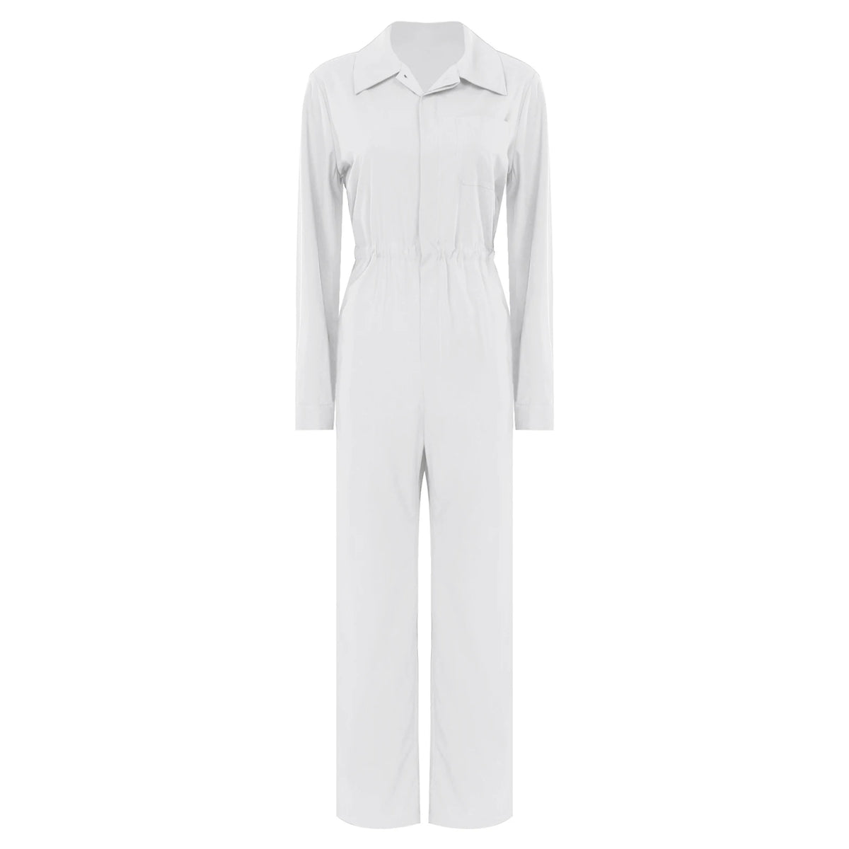 Womens Fashion Work Coverall Rompers Casual Solid Color Turn-Down Collar Long Sleeve Button Jumpsuit Travel Holiday Cargo Pants