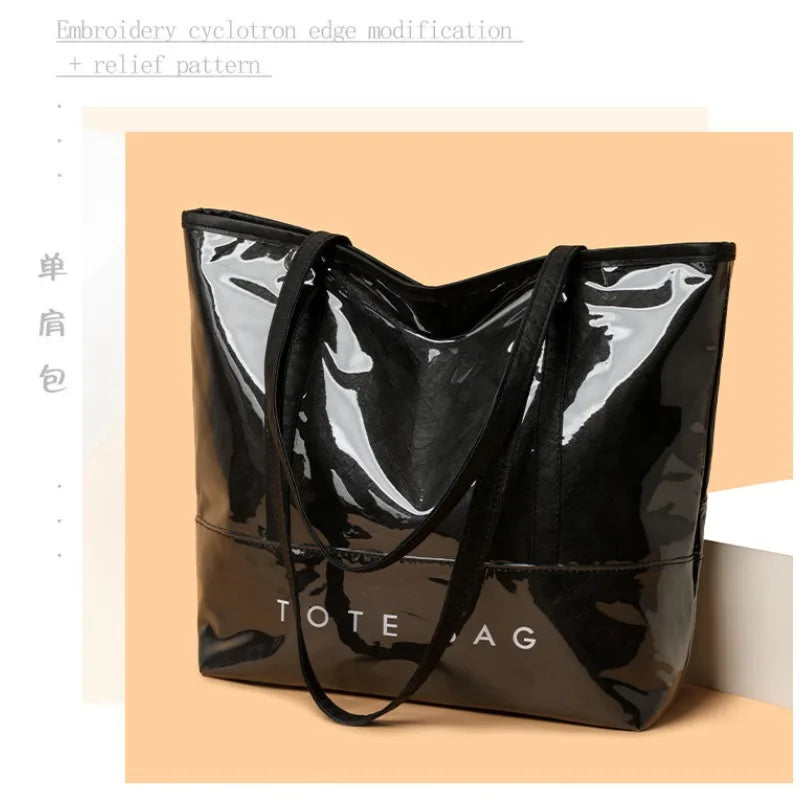 Fashion Large Capacity Tyvek Tote Bag, Waterproof Letter Print Shoulder Bags for Women Daily Shopping, Commuter Versatile Bag