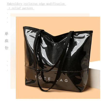 Fashion Large Capacity Tyvek Tote Bag, Waterproof Letter Print Shoulder Bags for Women Daily Shopping, Commuter Versatile Bag