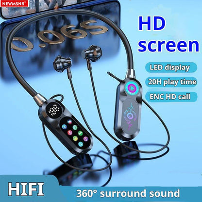 For Live Karaoke HD Screen Wireless Bluetooth 5.4 Headphones HiFi Sound Neckband Earphones Sports Gamer Headsets Noise Reduction