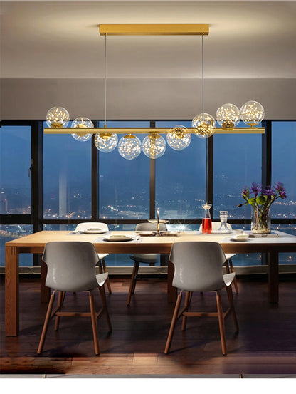 Line Glass Ball Pendant Lights Nordic LED Energy-Efficient Hanging Ceiling Lamp with Adjustable Cord for Dining Room Living Room