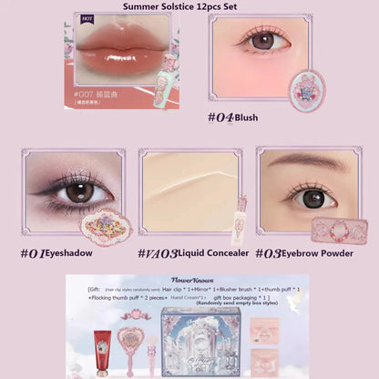 Flower Knows Set Midsummer Fairytales Make up Gift Box Eye Brow Palette Powder Blusher Eyebrow Concealer Lipgloss For Women