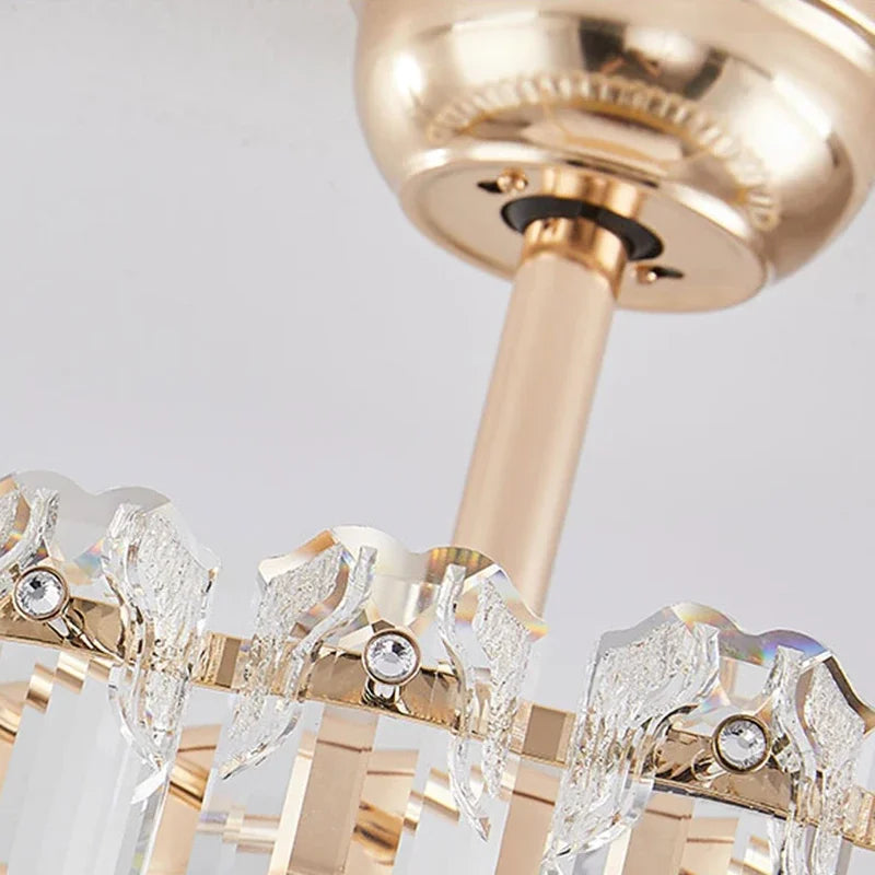 Nordic Luxury Crystal Ceiling Fan Light Modern Minimalist Dining Room Hotel Pendant Lights Living Room Bedroom Silent Fan lamp