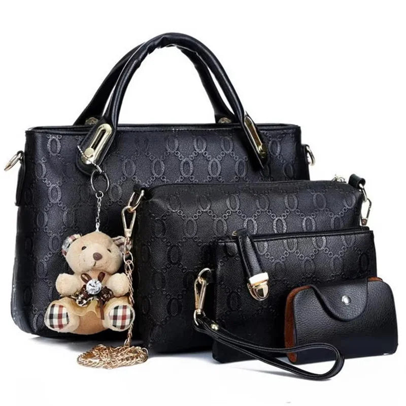 Multifunction 4pcs/Set Women Bag PU Leather Luxury Designer Bags Handbag Messenger Bag Shoulder Bag Wallet Bags Storage Bag