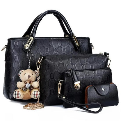 Multifunction 4pcs/Set Women Bag PU Leather Luxury Designer Bags Handbag Messenger Bag Shoulder Bag Wallet Bags Storage Bag