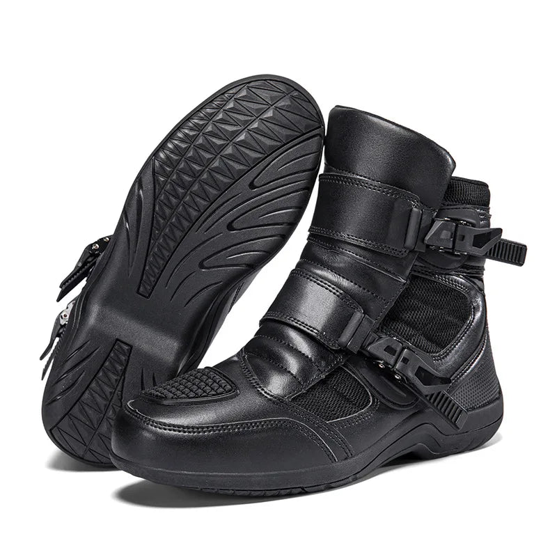 2026 New Men's Microfiber Leather Motorcycle Boots Breathable Anti-fall Anti-slip Road Racing Motorbike Shoes Rider Protective F