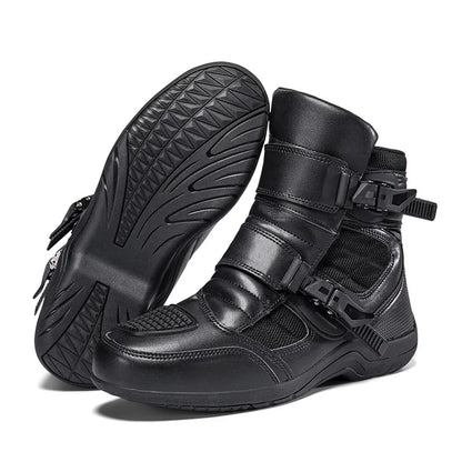 2026 New Men's Microfiber Leather Motorcycle Boots Breathable Anti-fall Anti-slip Road Racing Motorbike Shoes Rider Protective F