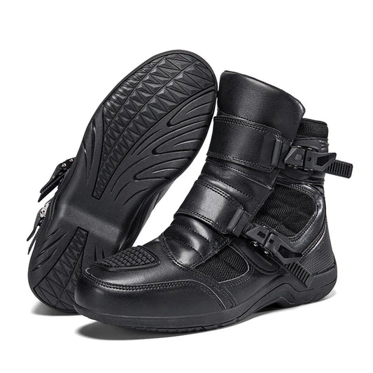 2026 New Men's Microfiber Leather Motorcycle Boots Breathable Anti-fall Anti-slip Road Racing Motorbike Shoes Rider Protective F