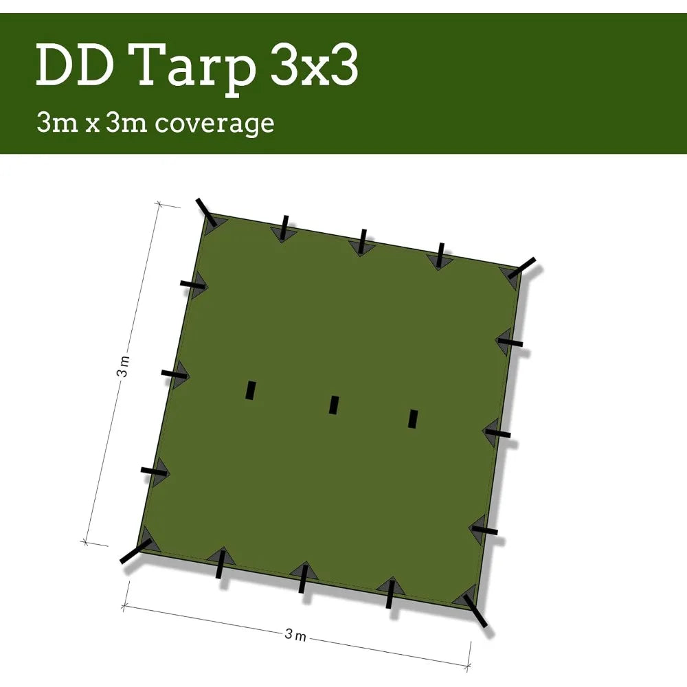3x3 Meter Waterproof Camping Tarp Shelter 10x10 ft Lightweight Rainfly Tent for Outdoor Adventure