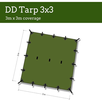 3x3 Meter Waterproof Camping Tarp Shelter 10x10 ft Lightweight Rainfly Tent for Outdoor Adventure