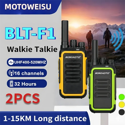 Long Range Walkie Talkie 2 Pack UHF 400-470MHz Portable Two Way Radio VOX USB   For Hotel Business Outdoor Camping Hiking