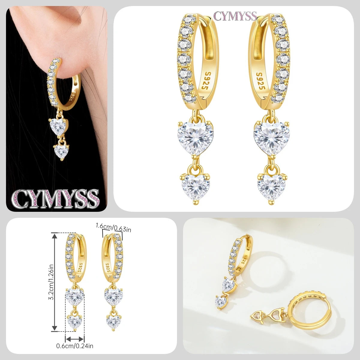 Original 925 Sterling Silver Heart Vintage Luxury Earrings Fashion 18K Gold Hoop Earrings for Women Piercing Jewelry Aretes 2026