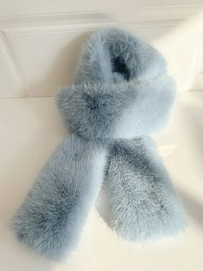 2024 New Winter Imitation Mink Fur Scarf Women Scarf Fluffy Warm Fashion Long Scarf Y2k Girls Europe and America