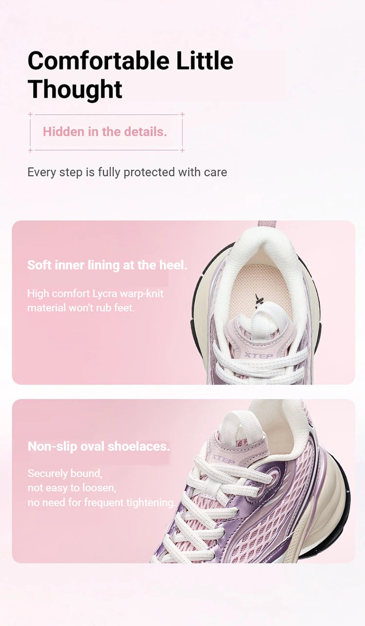 Xtep Basque 3.0 Trendy Cushioning Stable Soft Flexible Rubber Thick Sole Daily Sports Female Shoes 874218320006