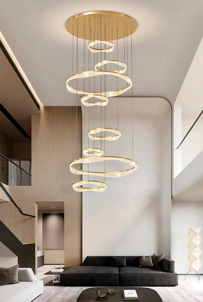 Modern ring stairs led lights pendant light lamps for living room led Chandeliers for dining room hanging light indoor lighting
