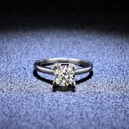 HW Letter Minimalist Ring with 1ct Moissanite PT950 Platinum - Sparkling Daily Versatile Jewelry Design