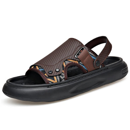 Men's Outdoor Two-Way Wear Slippers Summer Comfortable Slides Anti-Slip Soft-Soled Sandals Casual Breathable Male Beach Shoes