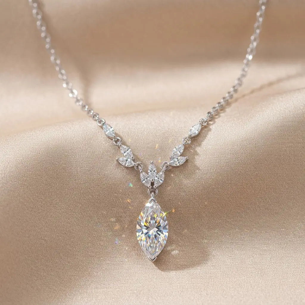 CEICI GRA Certified 3CT Marquess Cut Moissanite Necklace for Women 925 Sterling Silver 18K Gold Wedding Fine Jewelry Gift