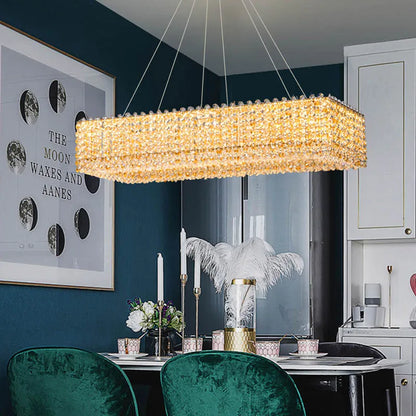 Champagne Crystal Waterfall Bead Modern Ceiling Lights LED Lamps Lighting Fixture for Living Room Lustres Home Decor Lampara
